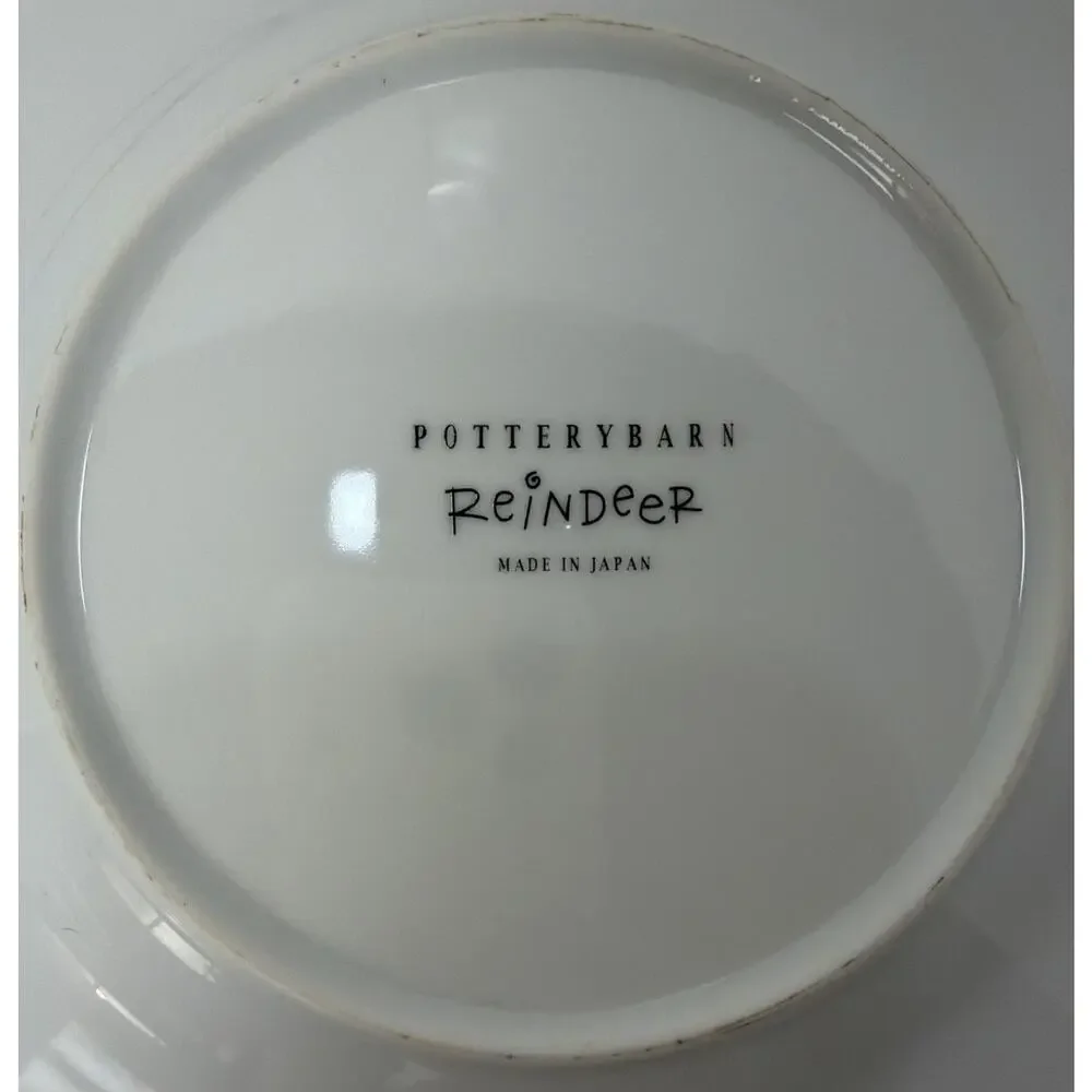 Pottery Barn Reindeer Set of 4 Salad Dessert Plates Vixen Dasher Dancer Prancer